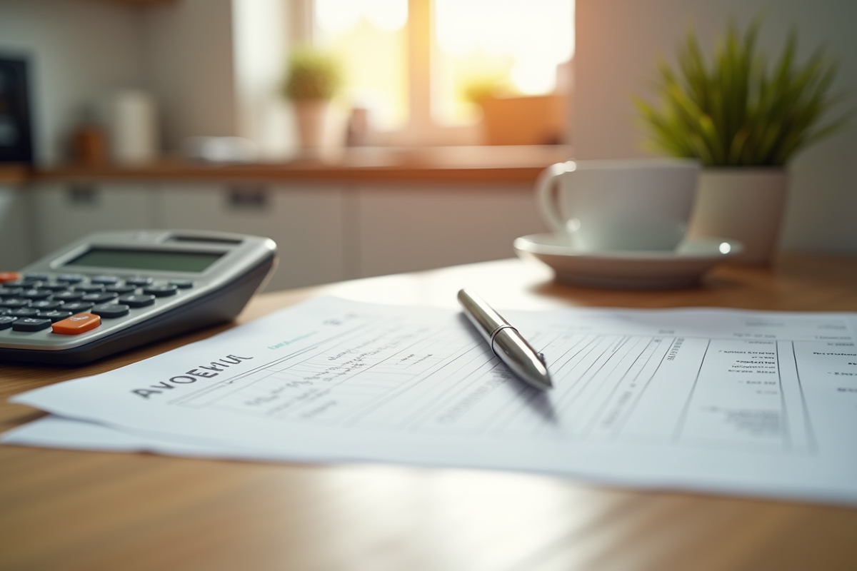 Facture et calculatrice sur un plan de travail propre
