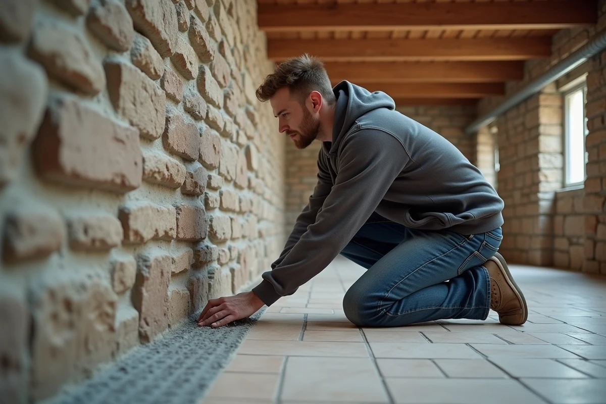 Jeune homme nettoyant une pierre dans un loft industriel