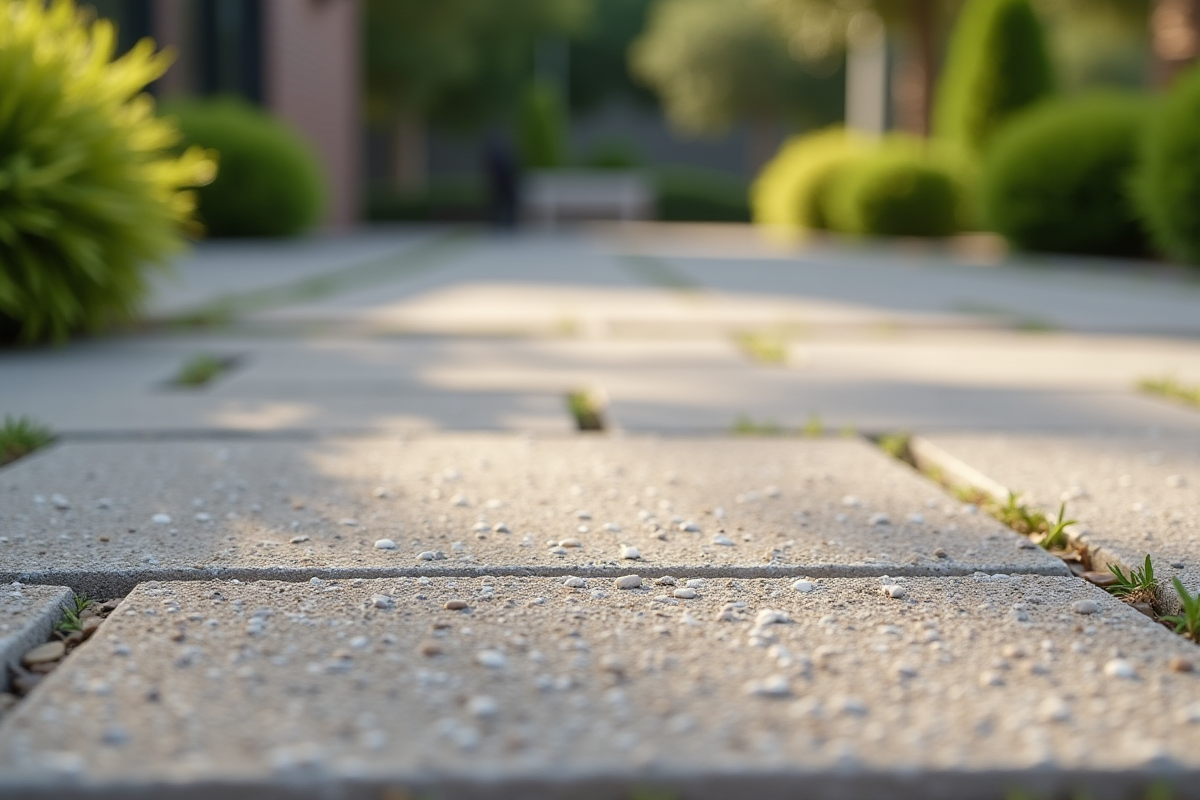 Patio extérieur avec béton exposé et texture rugueuse