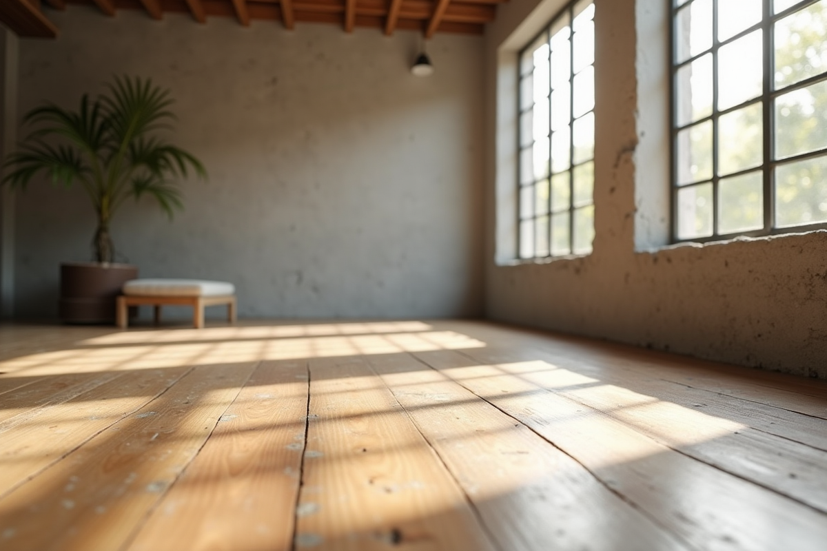 Salon moderne avec parquet en bois naturel lumineux
