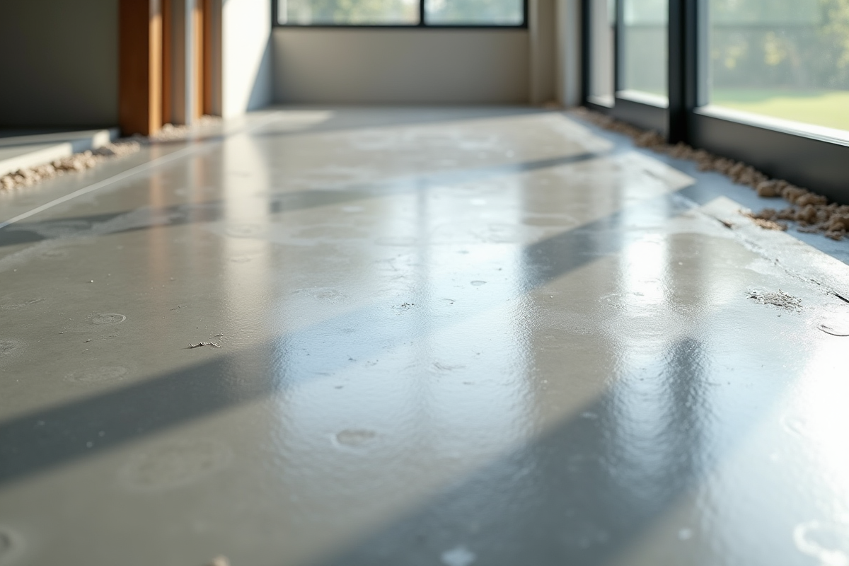 Sol en beton lisse et neuf dans un interieur moderne