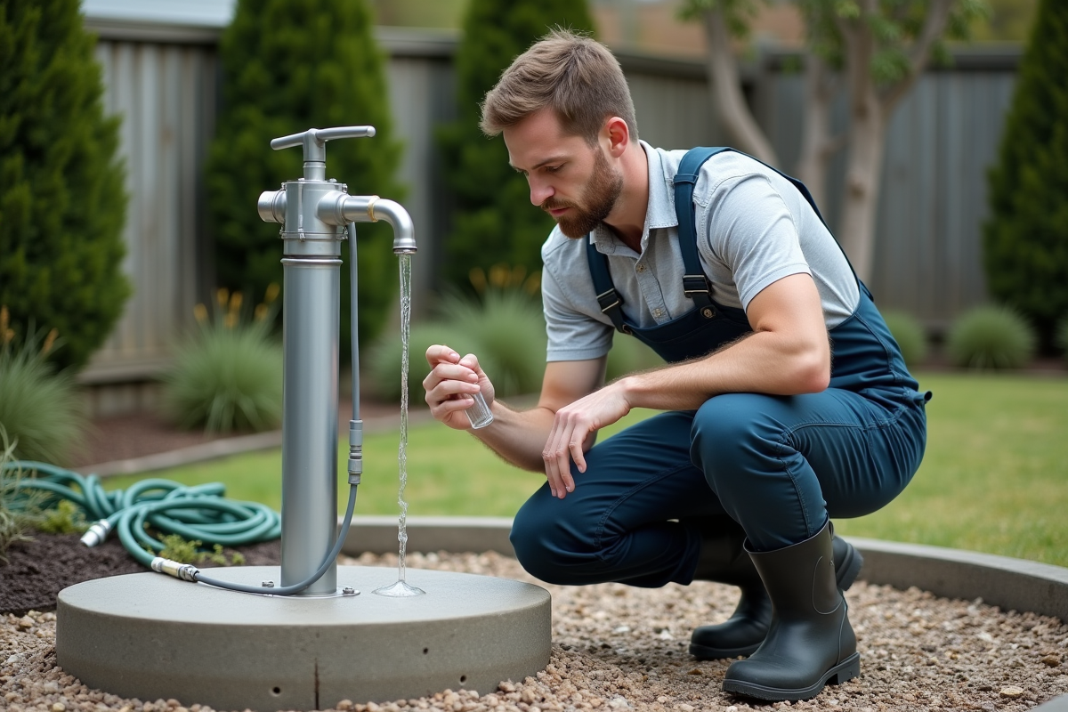 Technicien en eau testant l