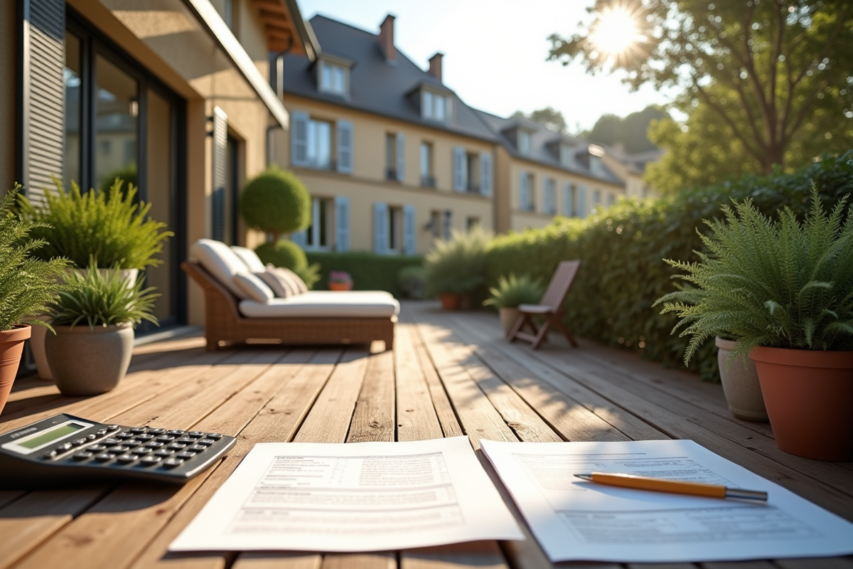 Terrasse moderne avec mobilier élégant et plantes en France